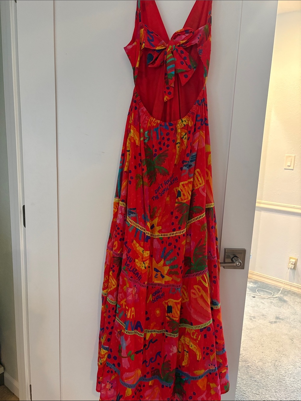 FARM Rio Red Tropical Print V‑Neck Maxi Dress Sz M - Picture 5 of 5